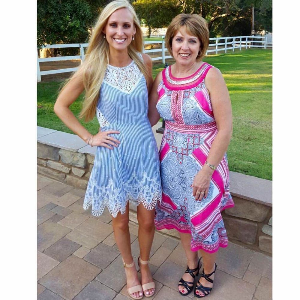 Revolve Blue & White Lace Trim Dress